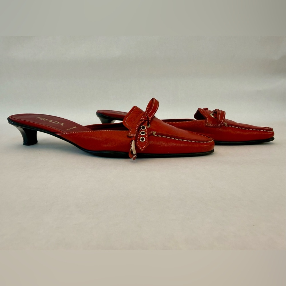AUTHENTIC Vintage PRADA Women's Red Leather Mules
